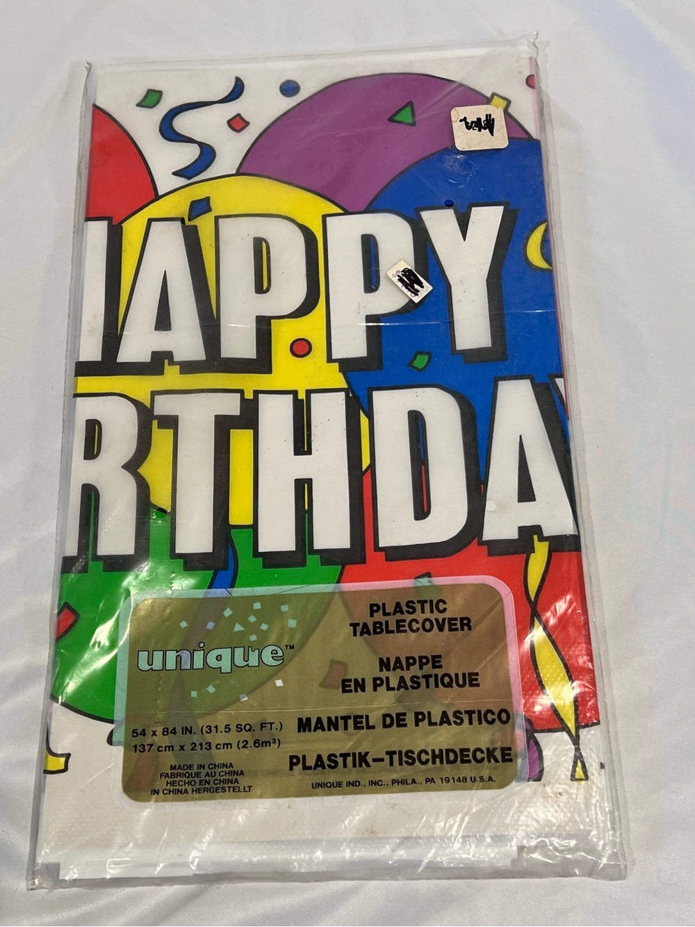 Vintage 1992 Unique Happy Birthday Table Cover 54x84 Sealed